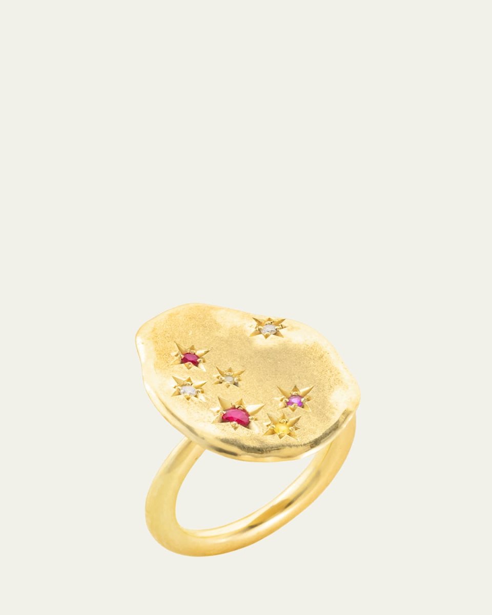 18K Yellow Gold Starry Night Ring, Size